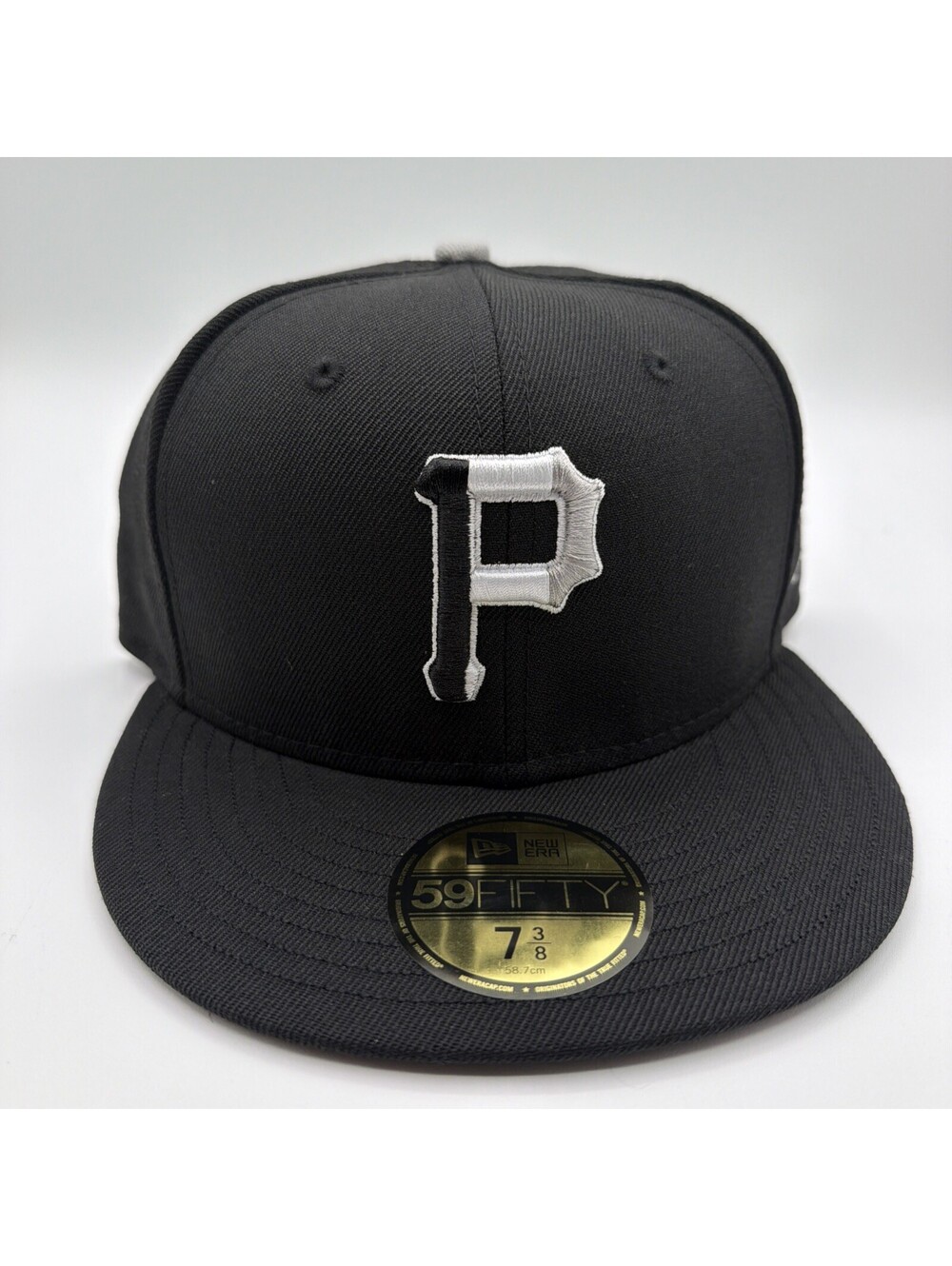 Pittsburg Pirates MLB New Era 59FIFTY 7 3/8 Hat Cap Triple Crown Spell Out Gray